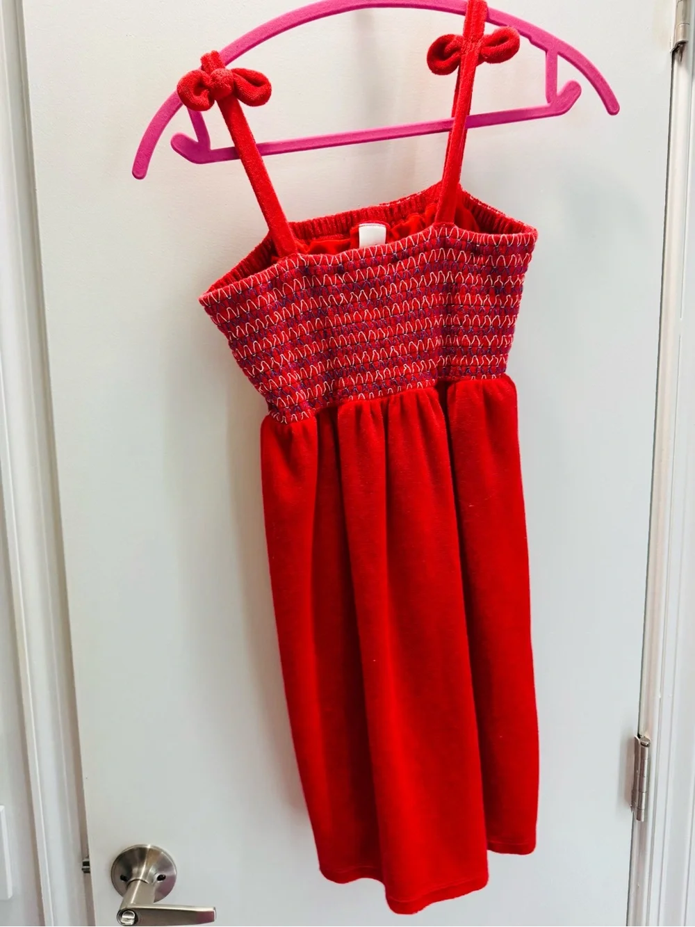 Cat & Jack Red Smocked Knot-Shoulder Sundress